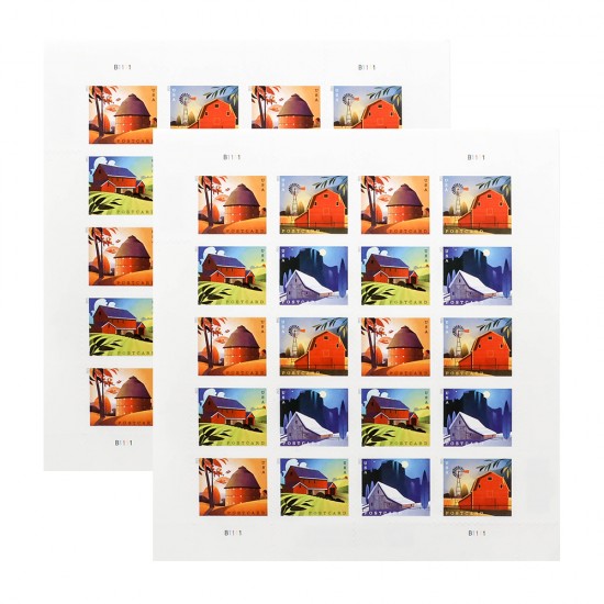 2021 US Barns Postcard Stamps Panes