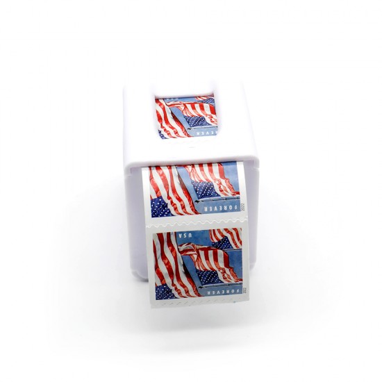 Postage Stamp Keeper Holder Desktop Dispenser Roll Storage (Includes 1 roll of US Flag Stamps, if you need other stamps, please note on the order)